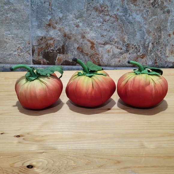 VTG Tomato Fruit Cloth Silk Fabric Set of 3 - Picture 6 of 12